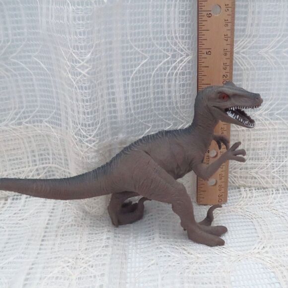 Boley Brown Dinosaur Velociraptor Figurine Open Mouth, Red Eyes Toy Collectible - Picture 4 of 5